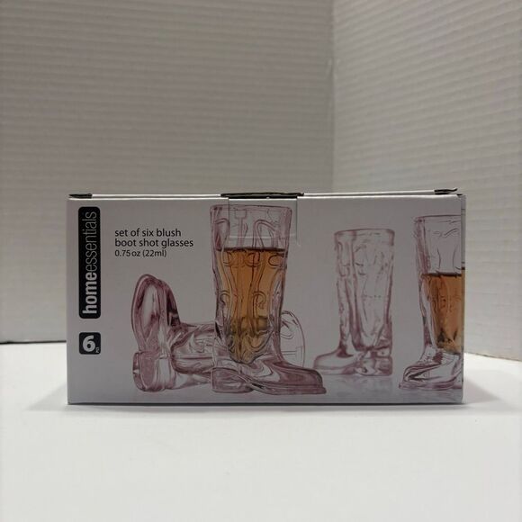 Home Essentials Shot Glasses Cowboy Boot Western .75 Oz Blush Pink Boot 6 Pc - Picture 2 of 5